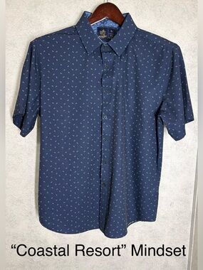 Rugby University Stretch•Button-Down Short Sleeve Shirt•XL•Wrinkle Resistant•EUC